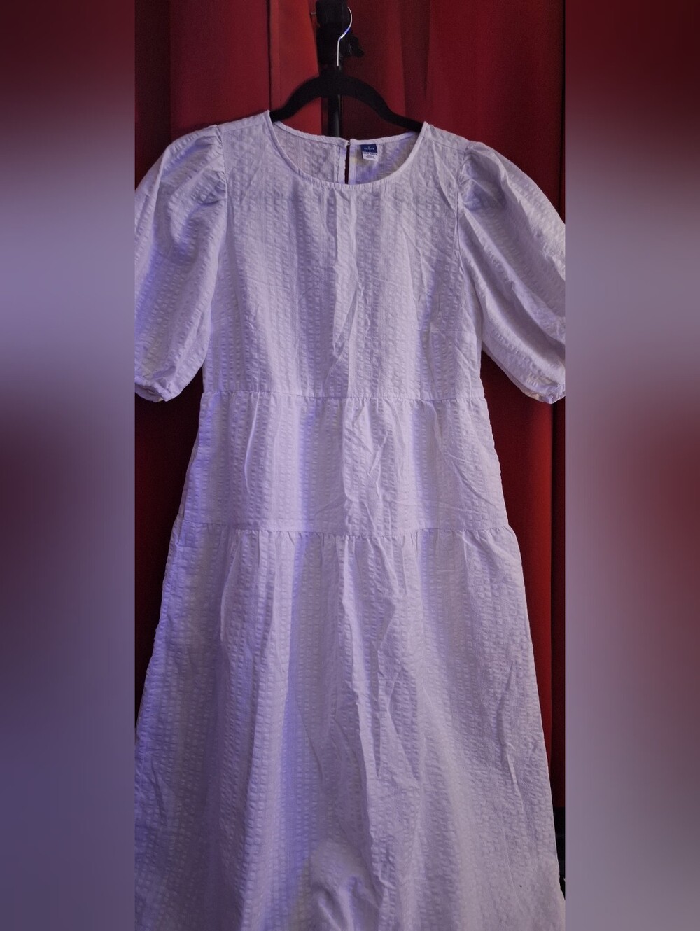 Old Navy White Tiered Puff-Sleeve Dress